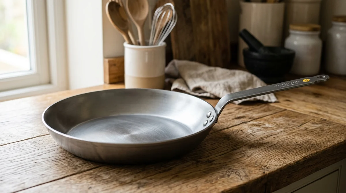 Poêle De Buyer Mineral B en acier carbone, ustensile de cuisine essentiel pour bien choisir sa poêle.