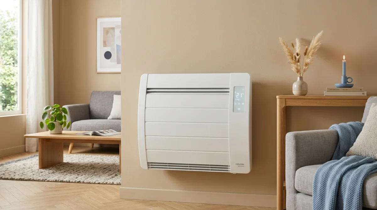 Meilleur radiateur électrique Atlantic Nirvana dans un salon moderne et lumineux.