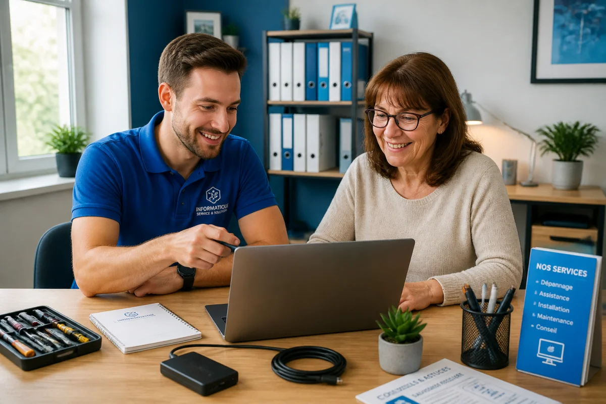Reparsos Informatique accompagne un particulier pour résoudre un problème informatique sur ordinateur portable