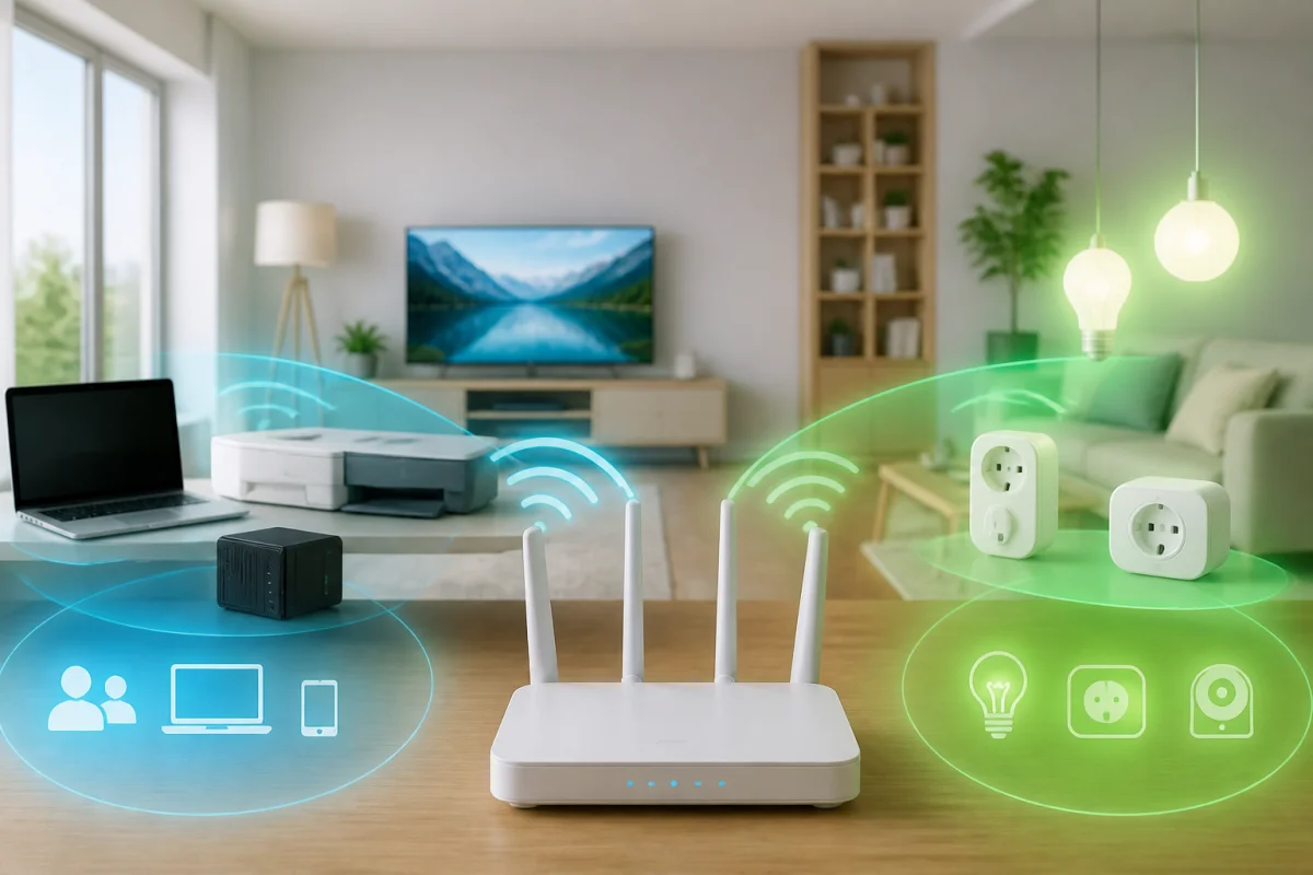 Routeur Wi-Fi séparant le réseau domestique, le réseau invité et les objets connectés pour sécuriser son réseau Wi-Fi domestique